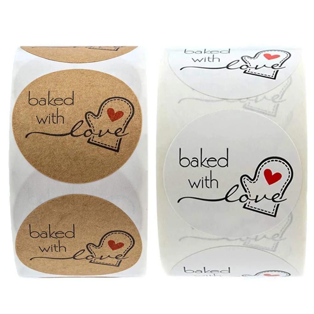 Autocollant rond Kraft cuit avec amour, étiquette Scrapbooking, fait à la main avec sceau d'amour, mignon Vintage, 50 à 500 pièces