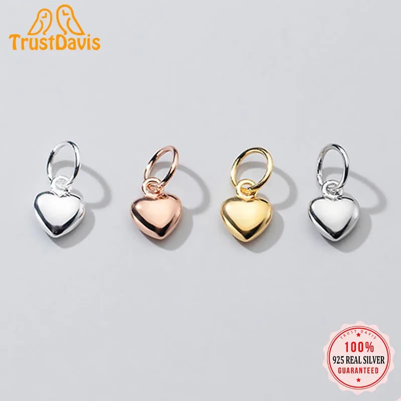 Olla Davis-Pendentif à breloque en argent regardé 925 véritable, accessoires de bricolage faits à la main, bijoux de personnalité, mode douce, cœur romantique, DZ75