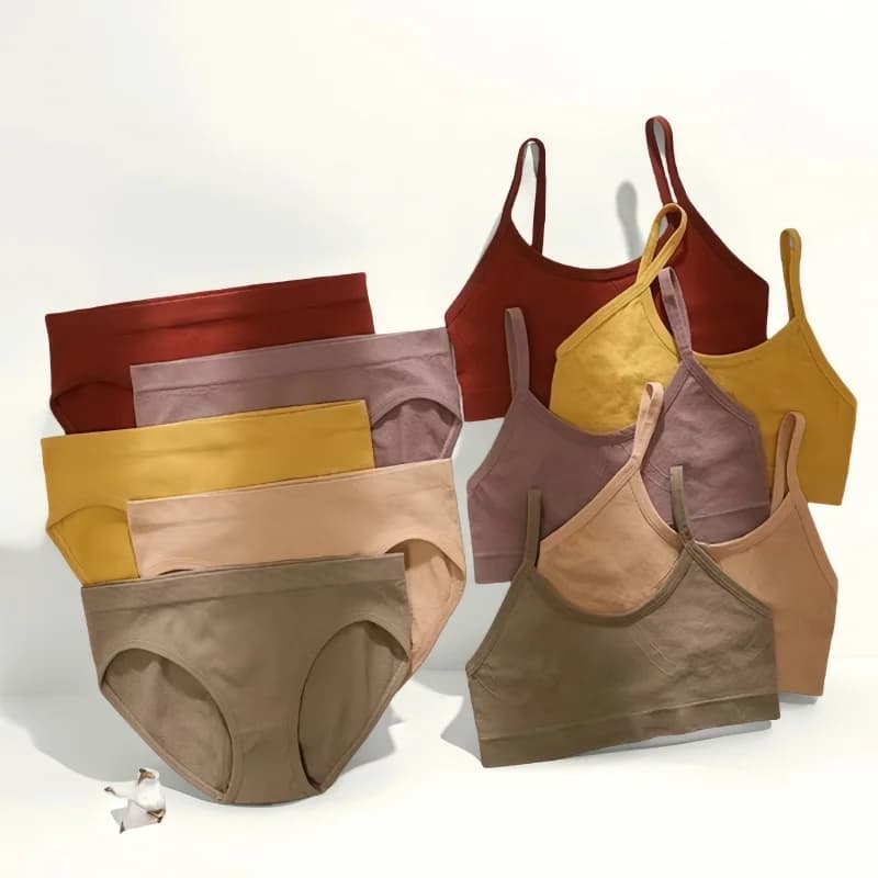 Ensemble de soutien-gorge et culotte sans couture pour femme, sous-vêtements féminins, brassières sans fil, dos bas, Lingerie Sexy, taille moyenne