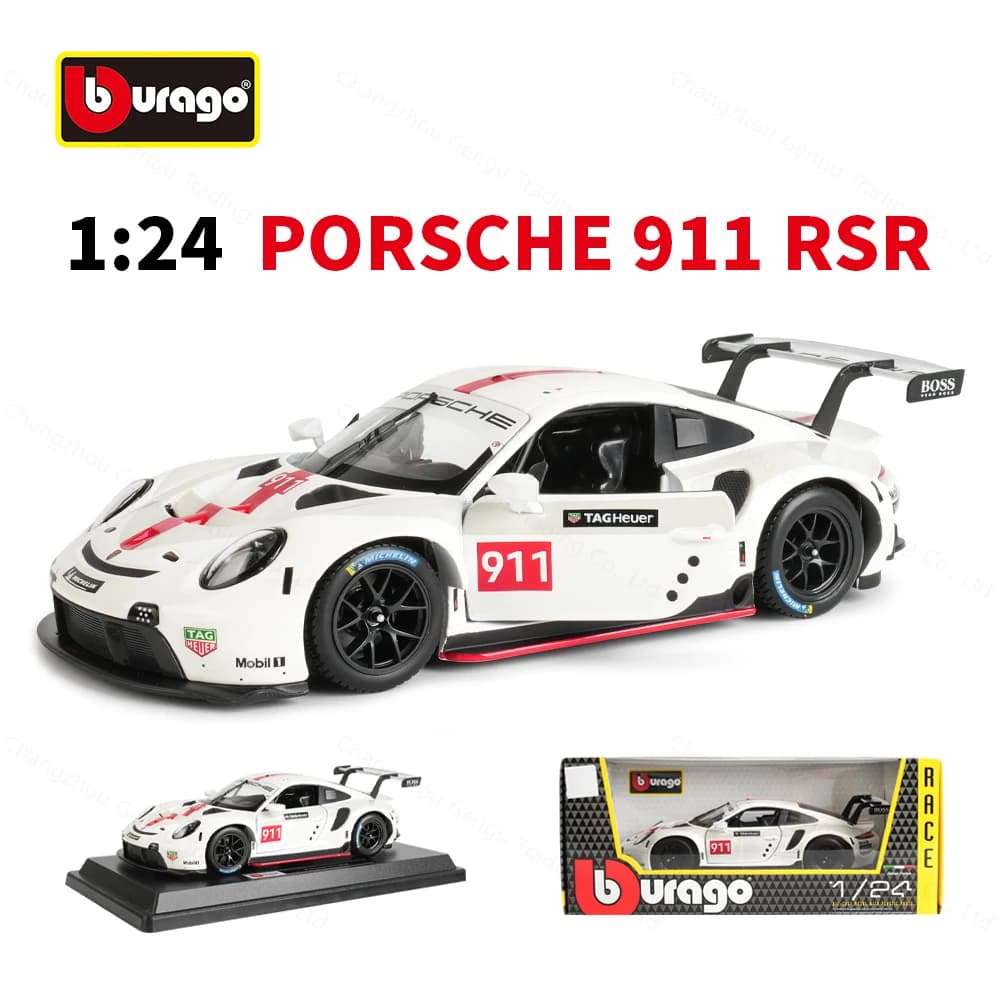 Bburago 1:24 Porsche 911 RSR voiture de sport statique moulé sous pression véhicules modèle de collection voiture jouets