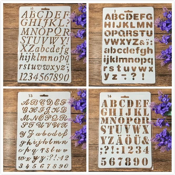 Ensemble de 4 pièces de lettres de l'alphabet de 26cm, bricolage artisanat, pochoirs, peinture, Scrapbooking, estampage, modèle décoratif d'album en relief