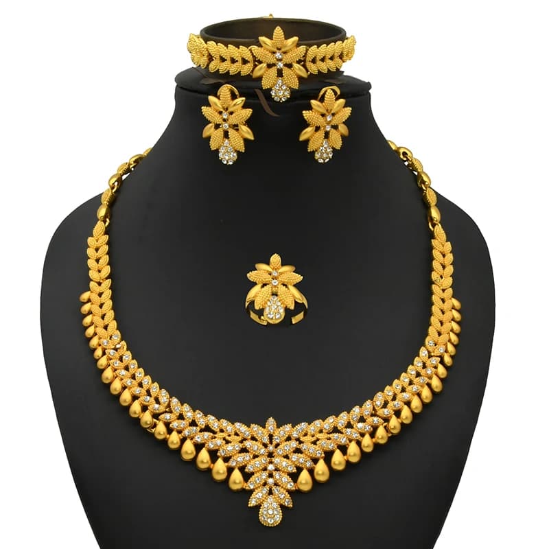 ANIID – ensemble de bijoux africains, grand collier, dubaï, couleur or éthiopien, boucles d'oreilles, Bracelet pour femmes, ras du cou de mariée, vente en gros