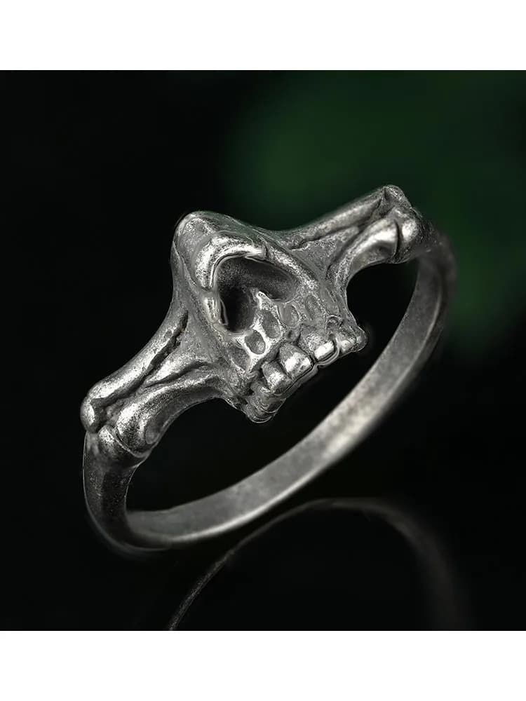 Anneau intelligent tête de mort vintage SION L pour homme, acier inoxydable, punk rock, bijoux de motard barbu, trucs sympas, accessoires de Noël