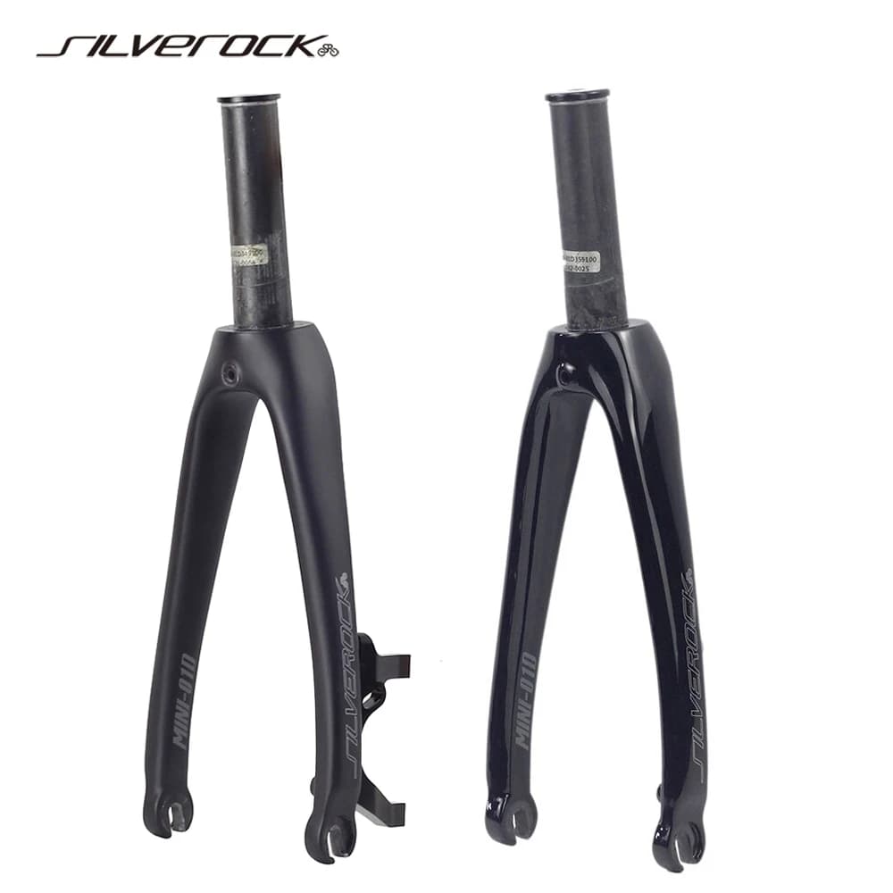 SILVEROCK MINI-01D Fourche En Carbone 16 "1 3/8 1 1/4 349 Étrier Frein À Disque 74mm 100mm Écrou Fileté pour Rafale K3 Plus Zephyr Vélo Pliant