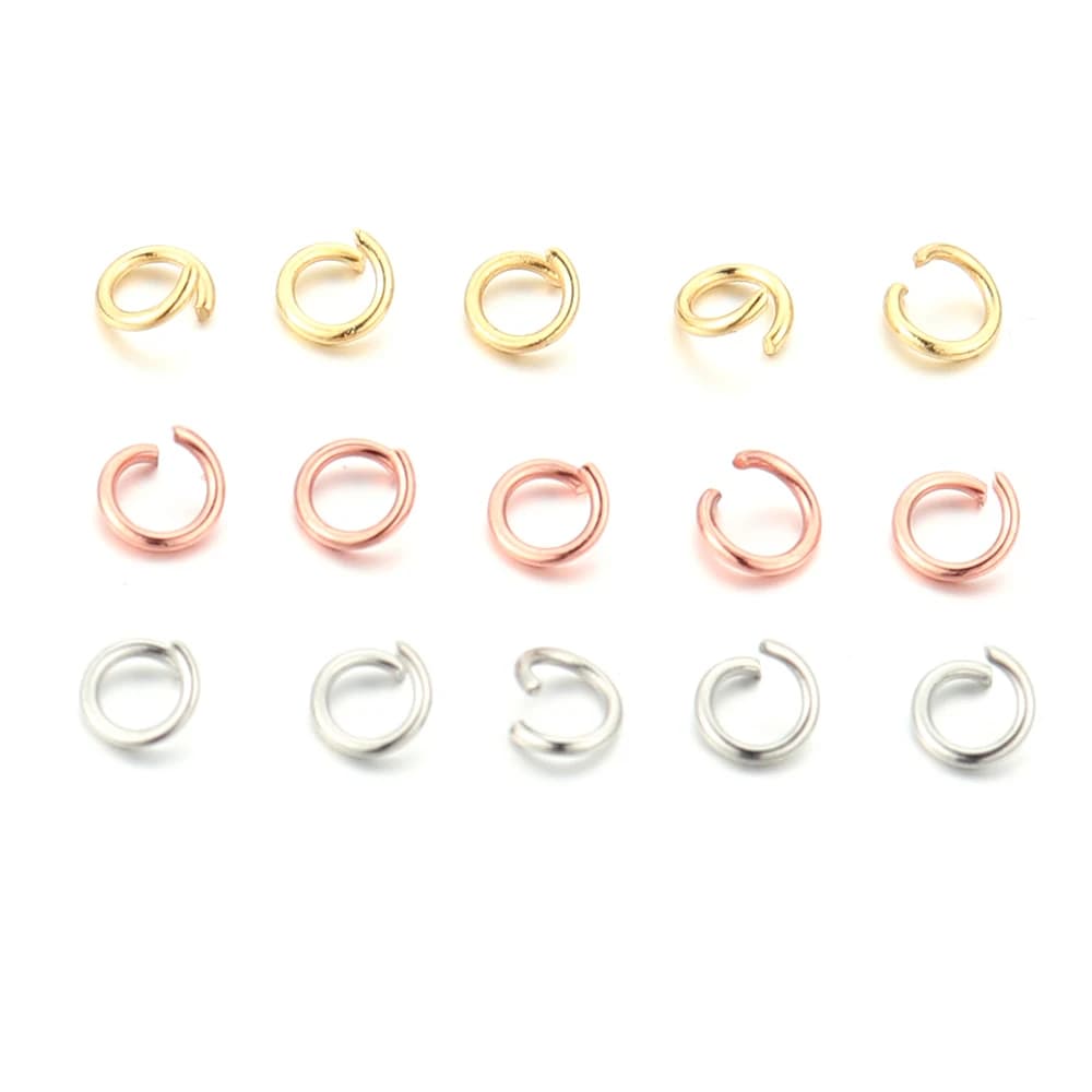 Anneaux de saut ouverts en acier inoxydable, 100 pièces, 5MM, bijoux, collier, anneaux fendus, connecteurs pour bricolage, fabrication de cadeaux, vente en gros en vrac