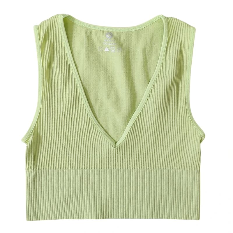 Femmes haut court Sexy sous-vêtements sans couture femme Fitness sans manches Camisole plongeant Bralette sport hauts courts Lingerie