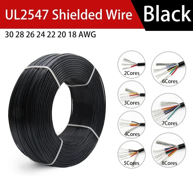 Fil blindé UL2547 de 1 à 20m, 30 28 26 24 22 20 18 AWG, canal Audio 2 3 4 5 6 7 8 cœurs, contrôle des écouteurs, câble de Signal en cuivre