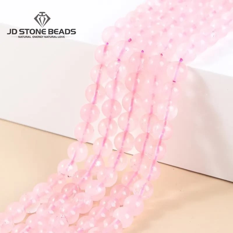 Pierre naturelle Rose Quartz cristal rond perles d'espacement en vrac 4 6 8 10 12mm pour la fabrication de bijoux collier à faire soi-même Bracelet accessoire