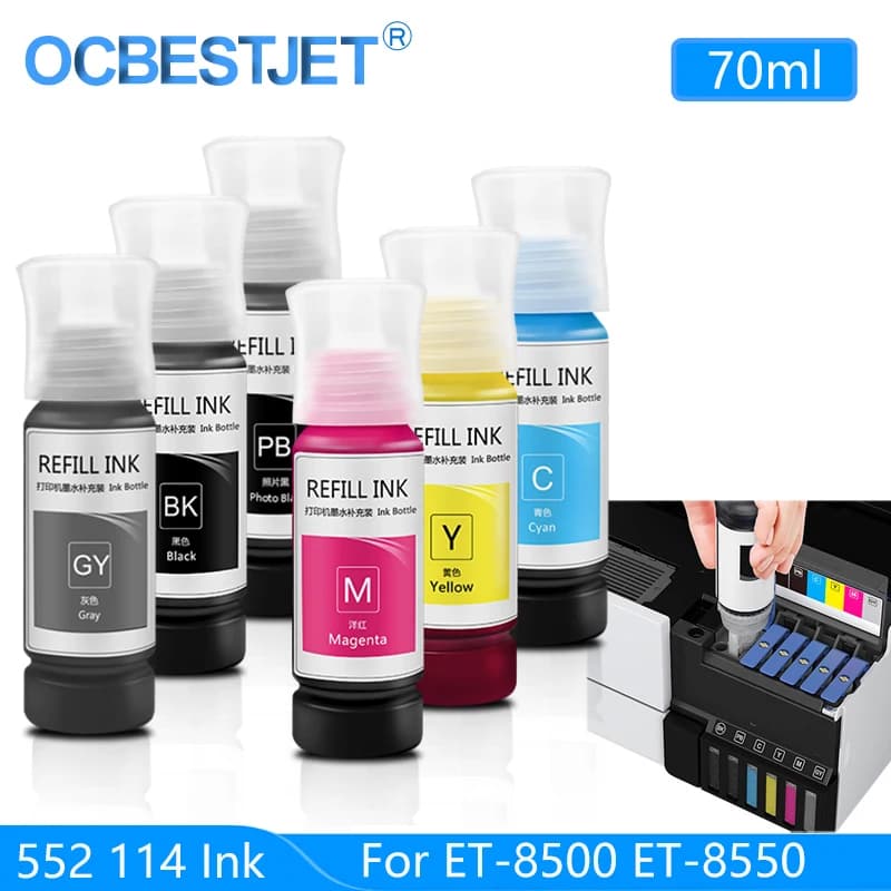 Encre de embaupour Epson T552 Encre T114 Pour Epson cuillère à soupe-ET-8500 précieux ET-8550 Imprimante à jet d'encre photo (5 documents et 6 documents sont disponibles)