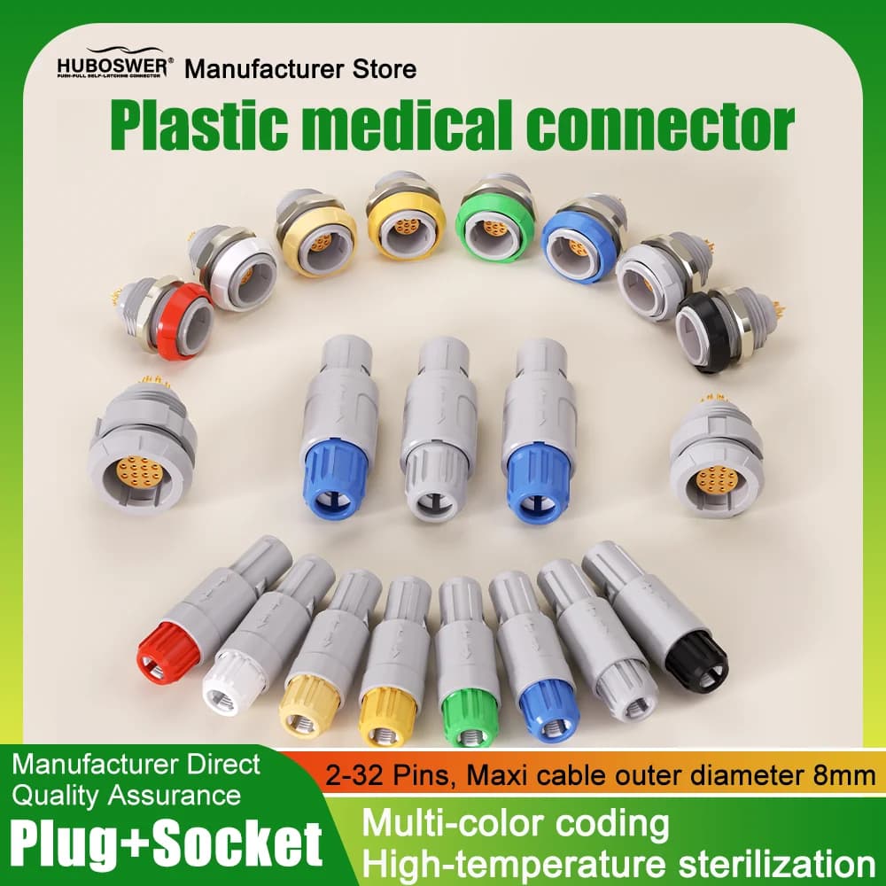 Connecteur Push-Rid en Plastique Médical, Prise Compatible avec REDEL PAG PKG PLG CAB CKB CLB 1P 2P Série 2 3 4 5 6 8 9 10 14 26 Broches