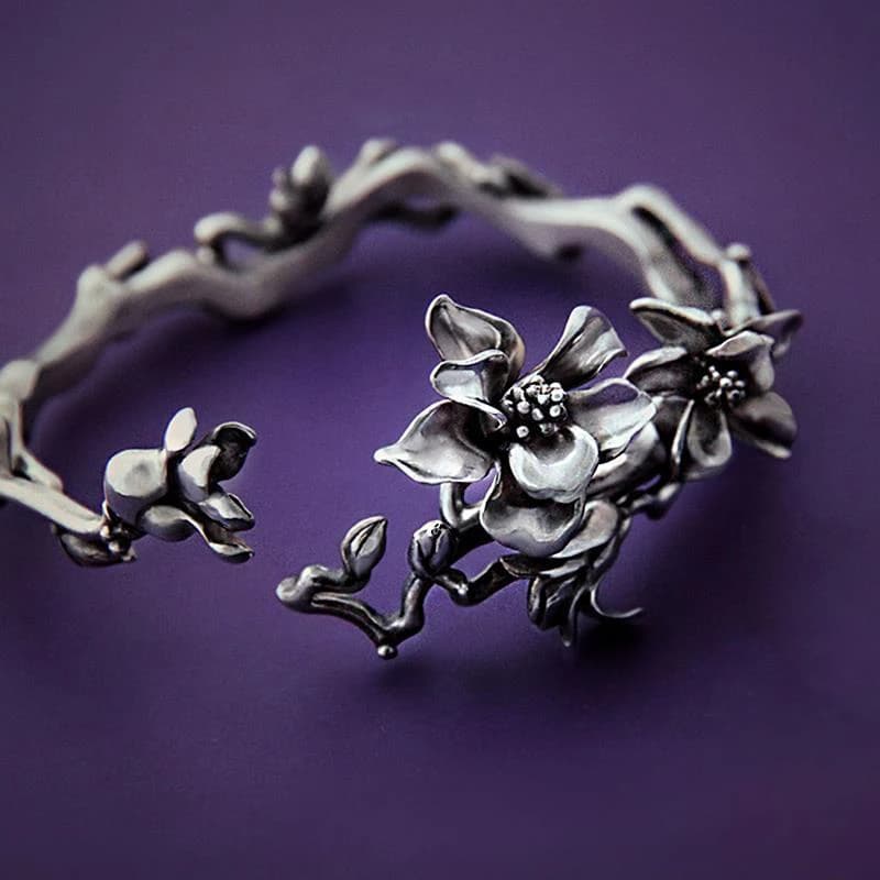Bracelet magnolia fait main pour femme, bijoux en argent, design indépendant, exquis et beau, mode estivale