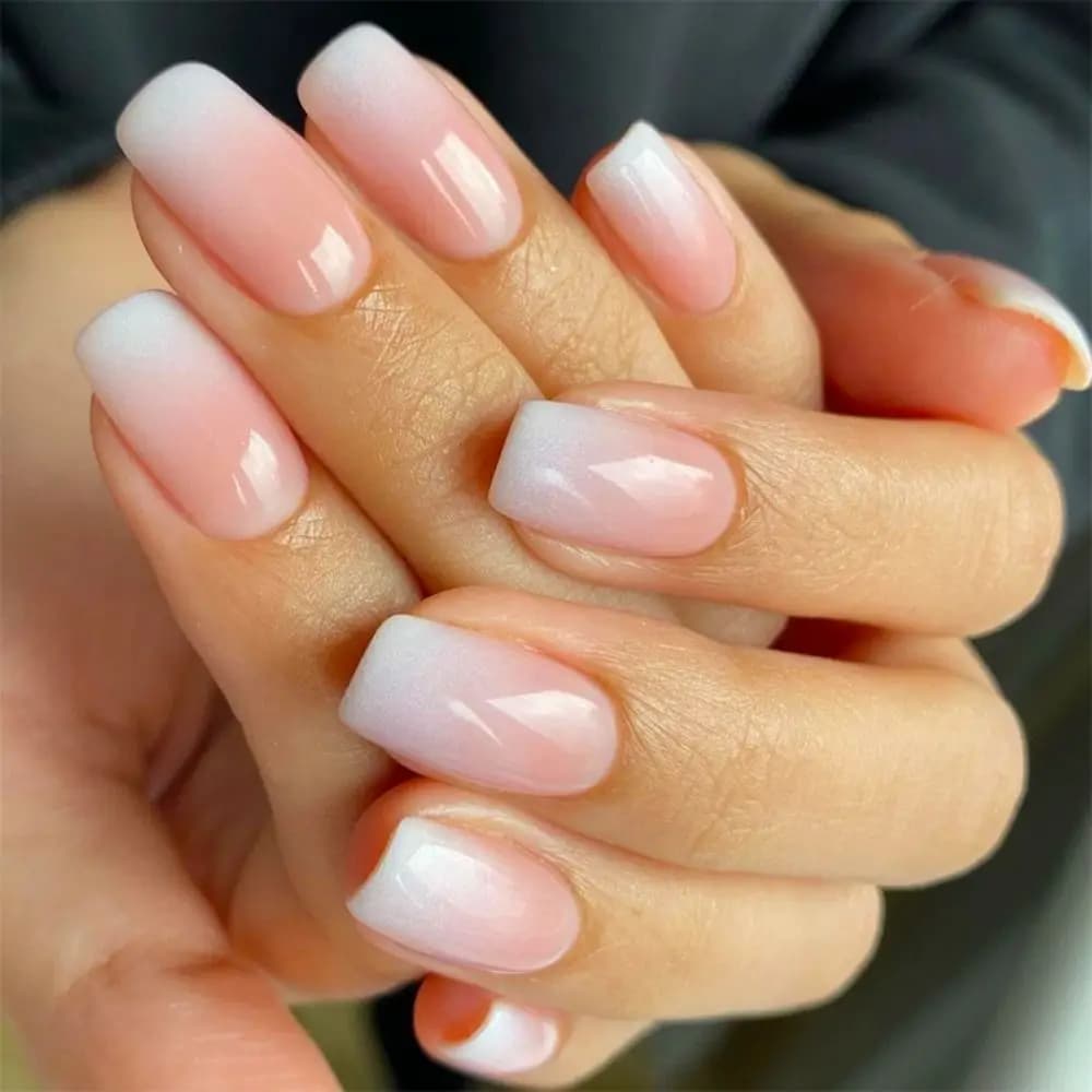 Faux Ongles de Style Ballerine Française, Ombré, Rose, Cercueil Naturel, Outil de Manucure, Vente en Gros, N64, Boîte de 24 Pièces
