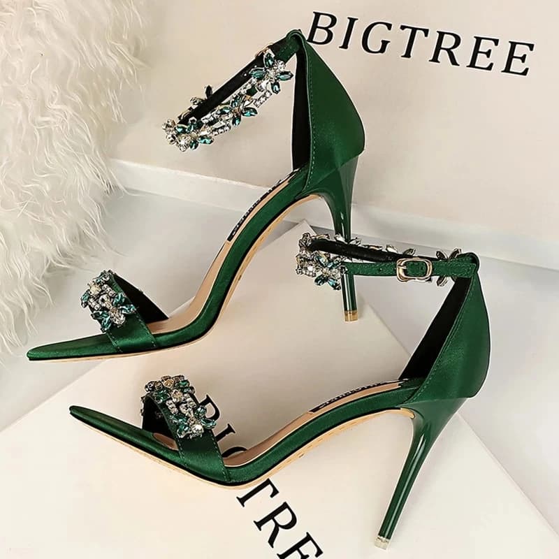 BIGTREE chaussures bout ouvert strass sandales femmes 2026 nouveau concepteur Sexy talons hauts sandales femmes chaussures été sandales à talons