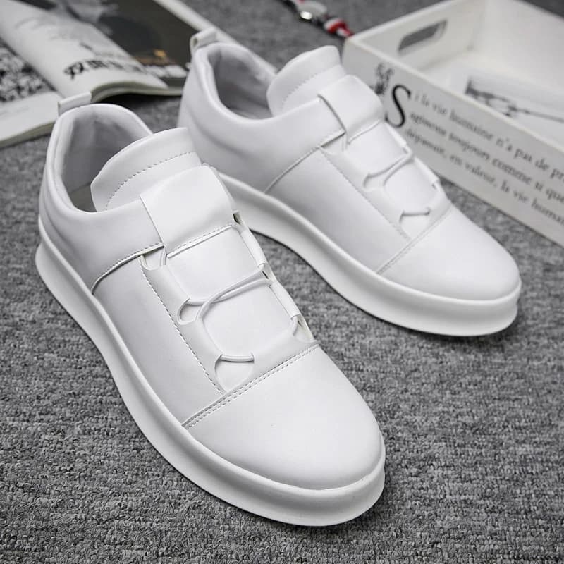 Chaussures décontractées en cuir pour hommes, mocassins à enfiler, chaussures à plateforme blanches, mocassins souples, conduite de loisirs, marque de mode