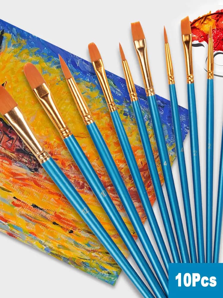 Pinceau pour peinture à l'huile acrylique, pièces/ensemble Nylon, pinceau pour artiste, aquarelle, Gouache, stylo pour dessin artistique, différentes formes