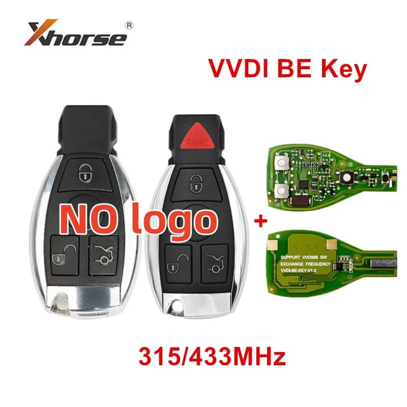 Pas de logo VVDI BE Key Pro, Version améliorée pour Mercedes Benz, coque de clé intelligente, 3/4 boutons, 315/433MHz, peut changer le jeton MB BGA