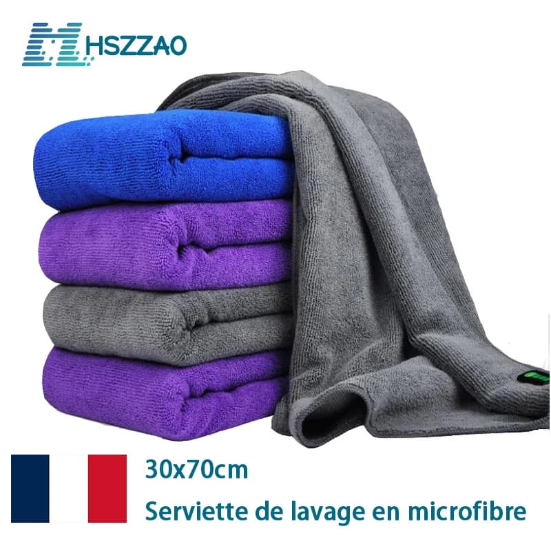 Serviette de séchage en microcarence pour lavage de voiture, ourlet de gril, lavage de détail, bleu, violet, gris, livres, soins de voiture, 30x70 cm