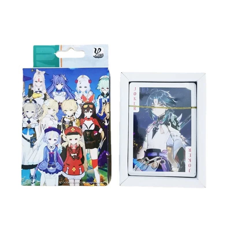 Genshin Impact Poker Cards, Anime Toy, Jean, Amber, Venti, Klee, Cosplay Board Game with Box, Collection Gift, 54 Pcs per Set