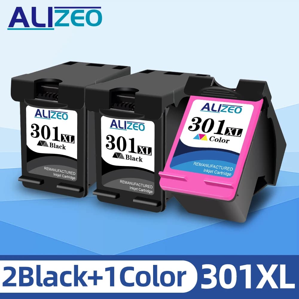 Alizeo-Cartouche d'encre Remfil fabriquée pour HP 301 301 XL, compatible avec HP Deskjet 2050 1000 1050 2510 3000 3054 Envy 4500 4502