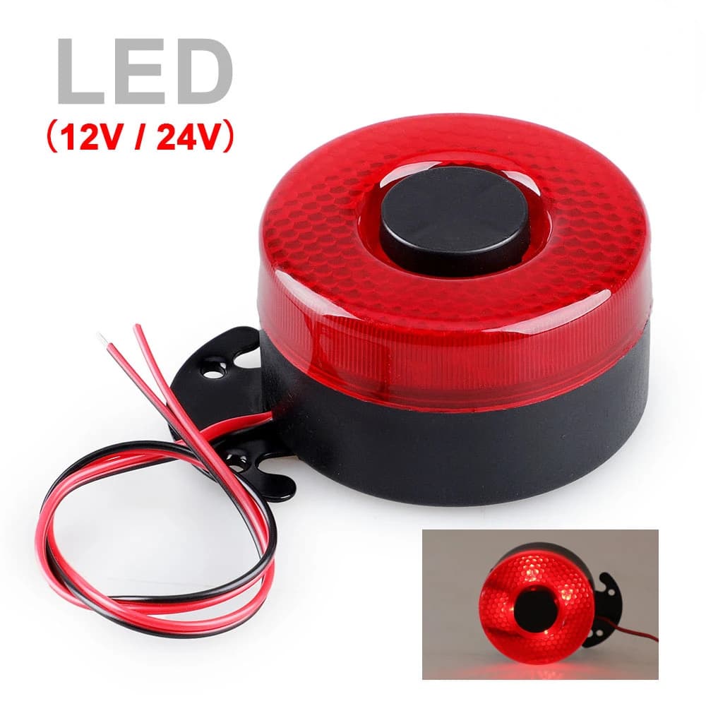 Klaxon à Air avec LED Rouge pour Voiture, Bateau et Camion, Sirène à 6 Signaux Sonores, Alarmes de Secours, DC 12V-24V