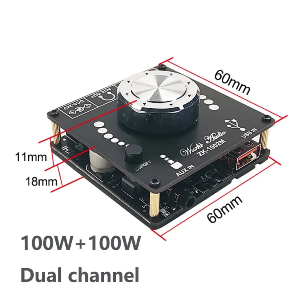 100W + 100W Bluetooth 5.0 Double canal puissance amplificateur Audio carte stéréo AMP amplificateur de son Home cinéma AUX USB ZK-1002M