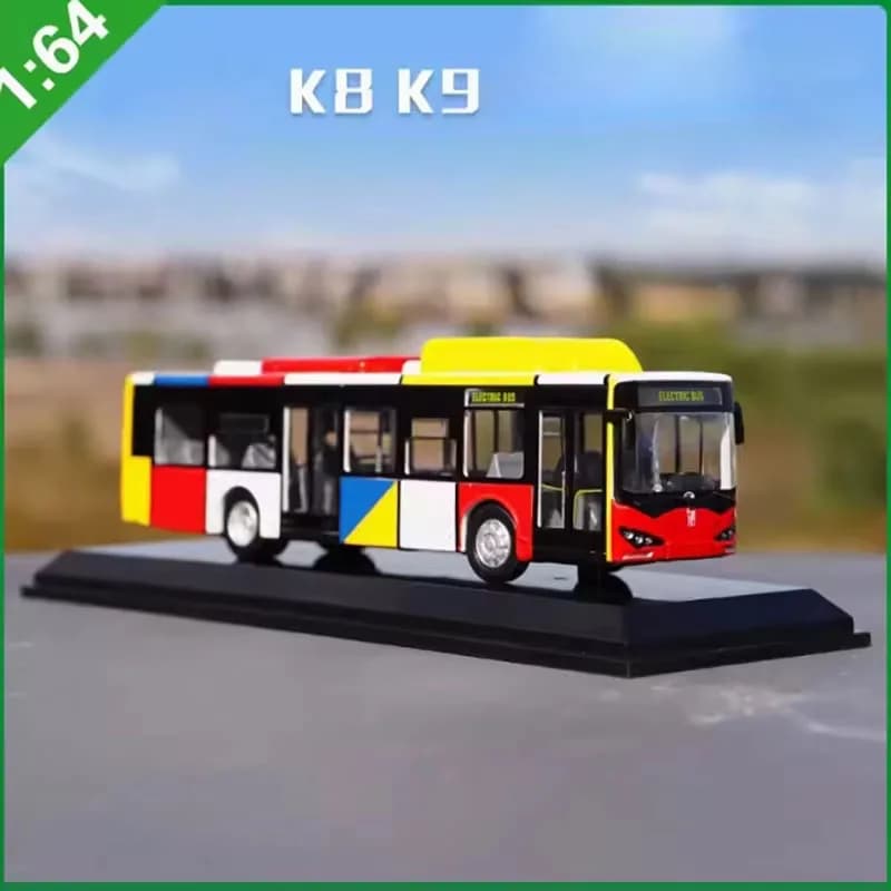 Modèle de voiture moulé sous pression 1:64 K9 Bus K8 Bus électrique pur Bus Guangzhou Simulation alliage modèle de voiture classique en métal jouet Collection affichage