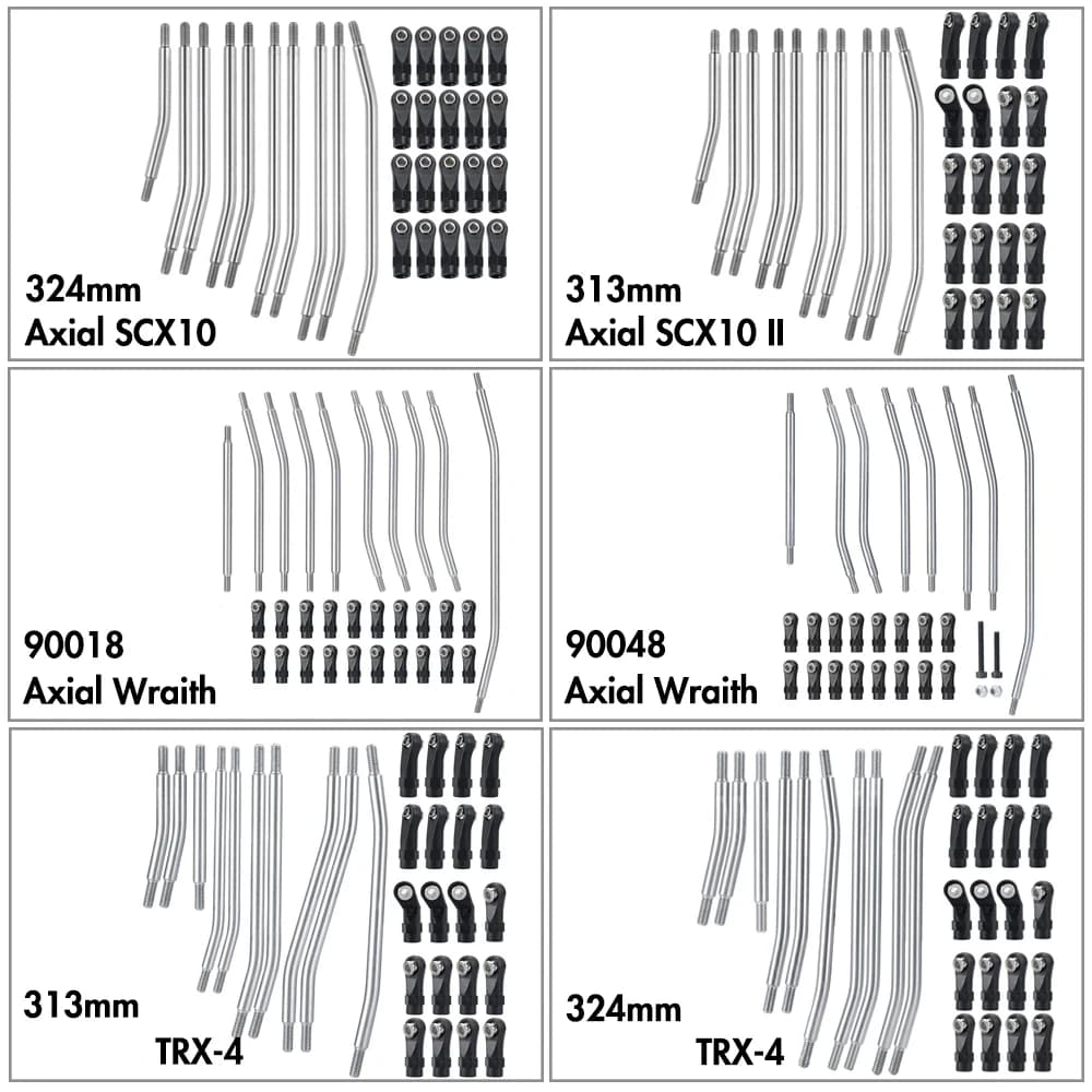 YEAHRUN 10 pièces en acier inoxydable lien de direction le plus récent ensemble pour TRX-4 TRtage TRX-6 Axial SCX10 II 90046 1/10 RC inoler voiture pièces