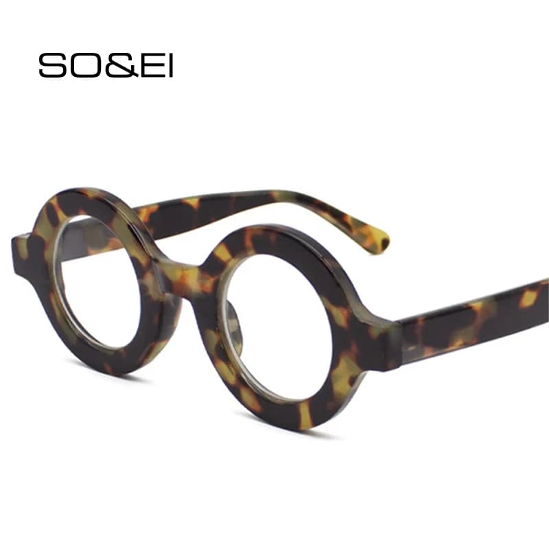 SO & EI rétro rond femmes lunettes cadre mode léopard Champagne lunettes clair Anti-Blu-Ray hommes cadre optique ordinateur lunettes