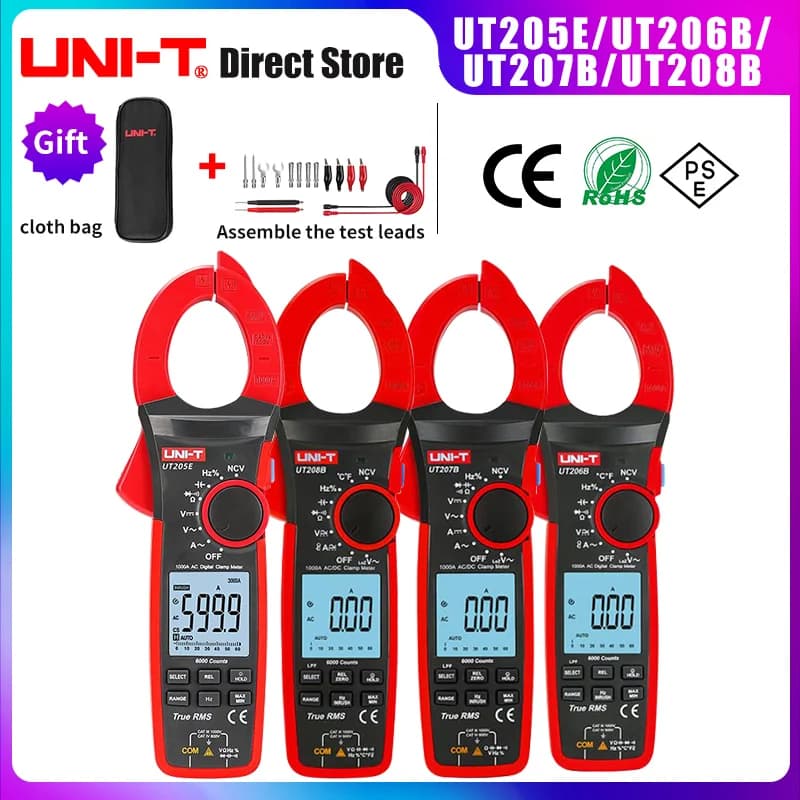 Pince multimètre numérique UNI-T True RMS UT207B UT208B AC DC courant 1000A 1000V pince ampèremètre LPF 6000 pince ampèremétrique