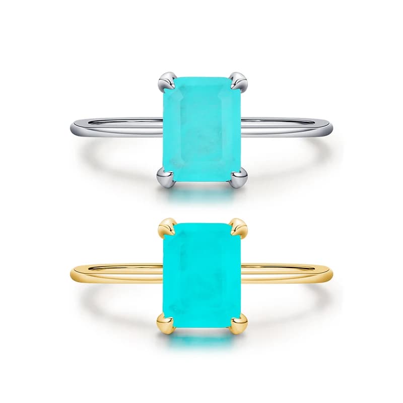 Modian authentique 925 en argent Sterling classique Rectangle Tourmaline Paraiba femme bague pour les femmes charme bijoux fins Anillo