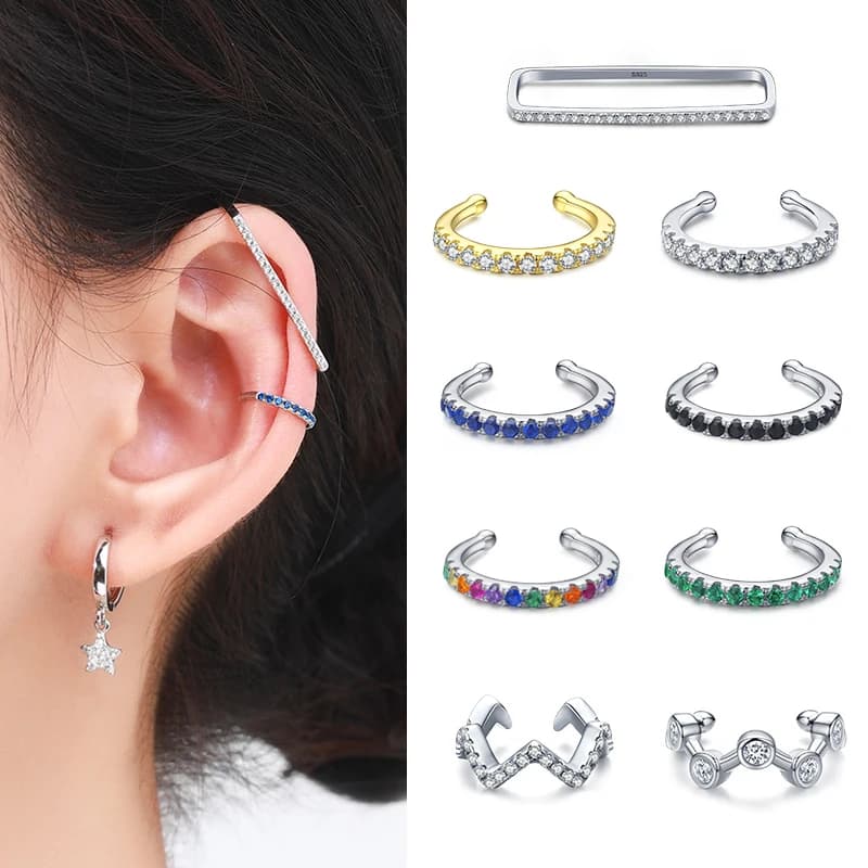 MODIAN 1 pièce arc-en-ciel oreille Clips 925 en argent Sterling mode Unique minuscule manchette boucles d'oreilles pour femmes fille bijoux fins accessoires
