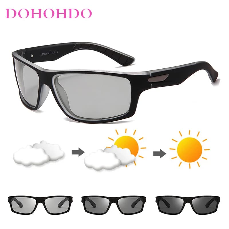 DOHOHDO – lunettes de soleil photochromiques pour homme, verres polarisés de jour et de nuit, pour la conduite de voiture, Style sportif UV400