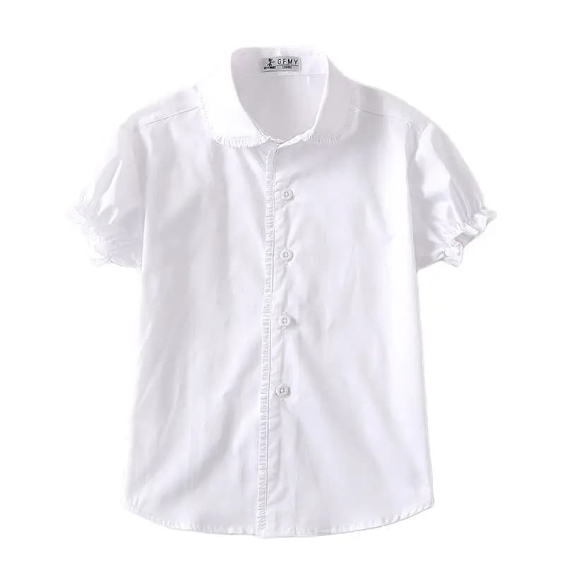 Chemisiers blancs à manches bouffantes style coréen pour bébés filles, collection Printemps 2026, hauts de couleur unie pour enfants de 2 à 14 ans, chemisiers pour tout-petits, vêtements pour enfants