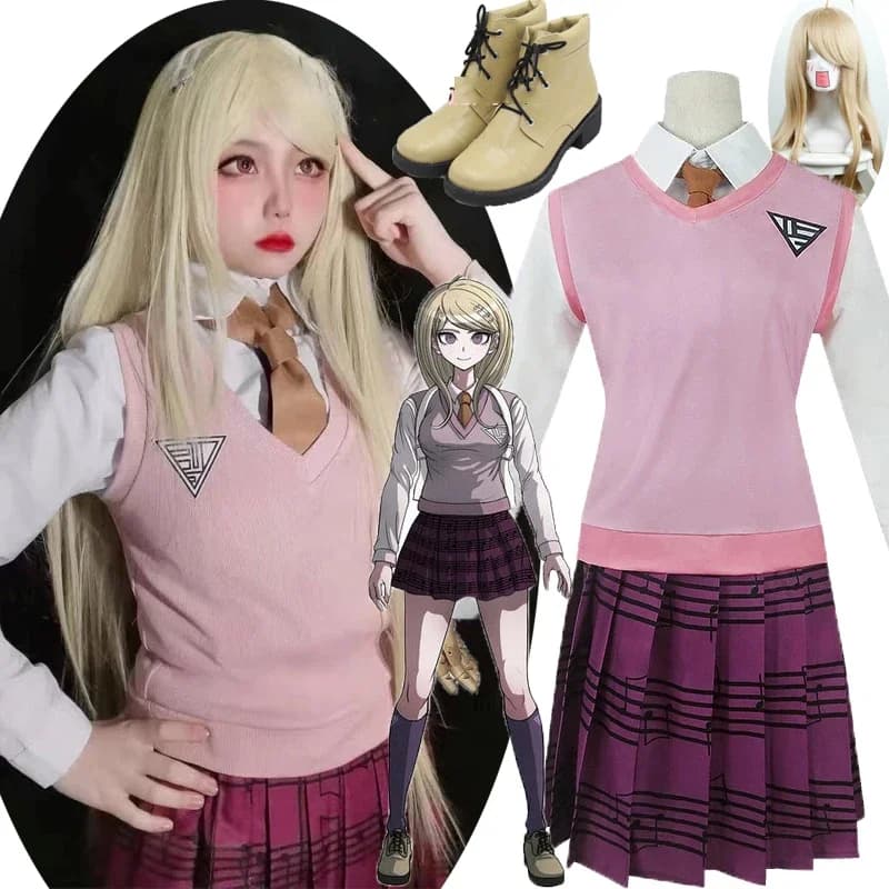Uniforme SвJK de Cosplay d'Anronpa V3 Akameptel Kaede, Chaussures, Chemise, Glace, Jupe, Chaussettes, Perruques, Nouvelle Collection
