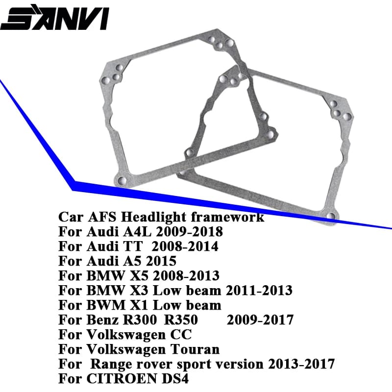 SANVI 2PCS Cadre en fer AFS pour Audi A4/TT/BMW X3 X1 X5/Benz R300 R350/Volkswagen/DS4/Range Rover, mise à niveau des phares de voiture
