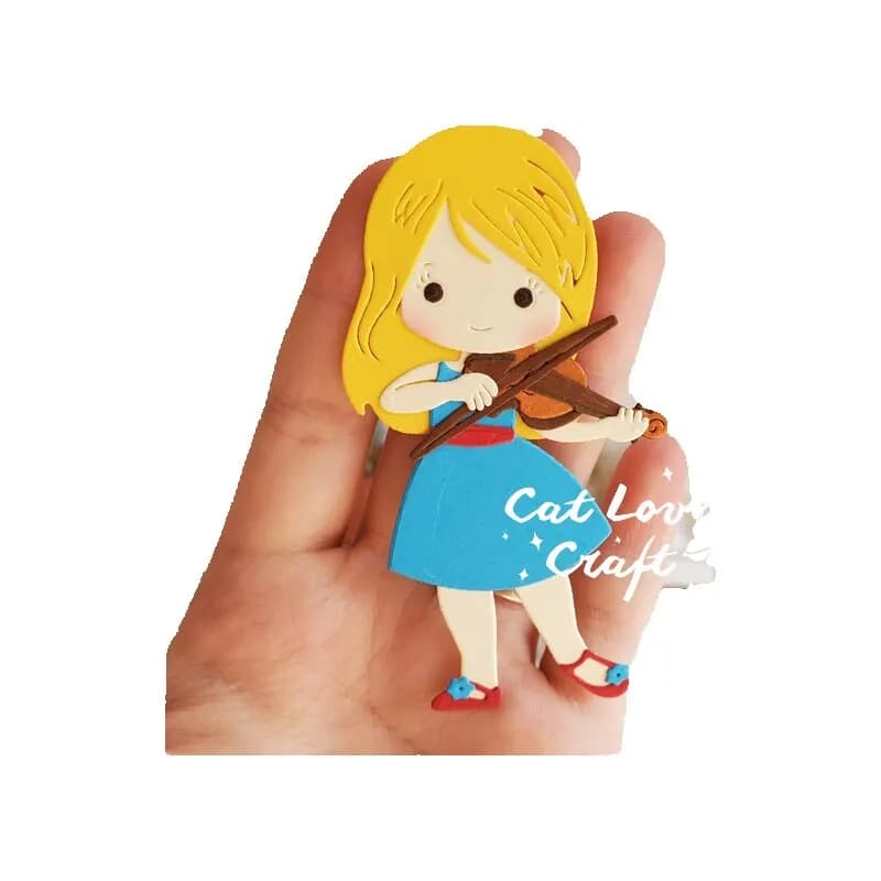 Catlove – matrices de découpe en métal pour violon fille, moule de Scrapbooking, pochoir, découpe de cartes, fabrication de bricolage, gaufrage artisanal, nouvelles matrices pour 2021