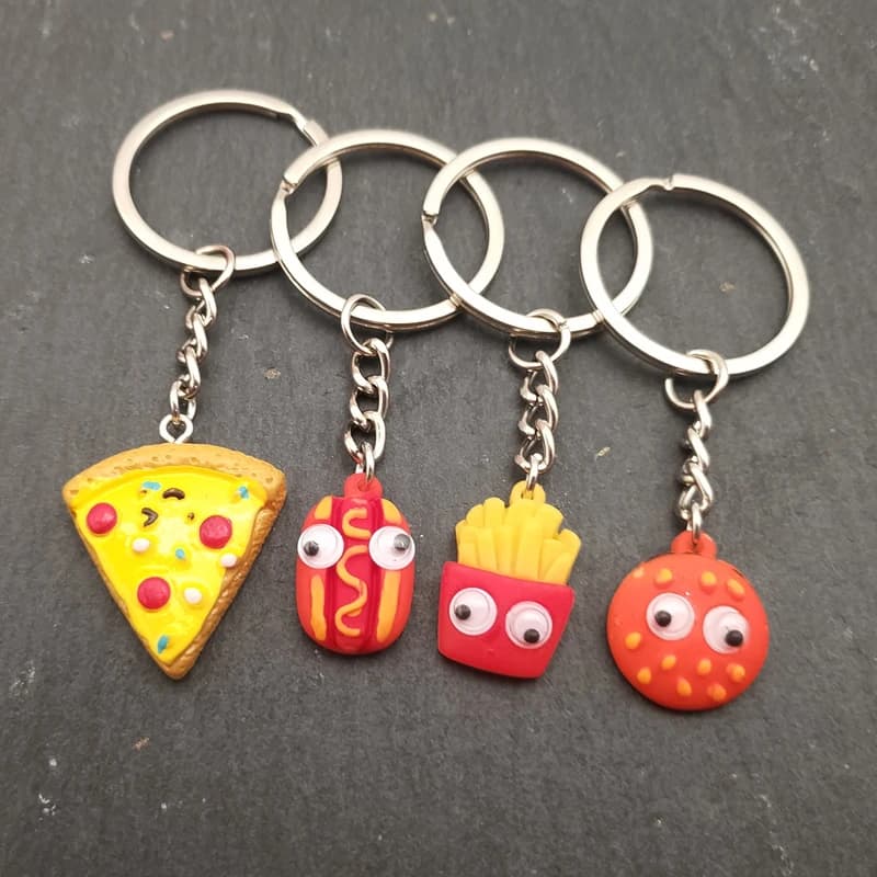 Chaîne en résine du continent, version coréenne créative de la simulation, pizza, frites, burger, pendentif, cadeau, promotion, série alimentaire, accessoires