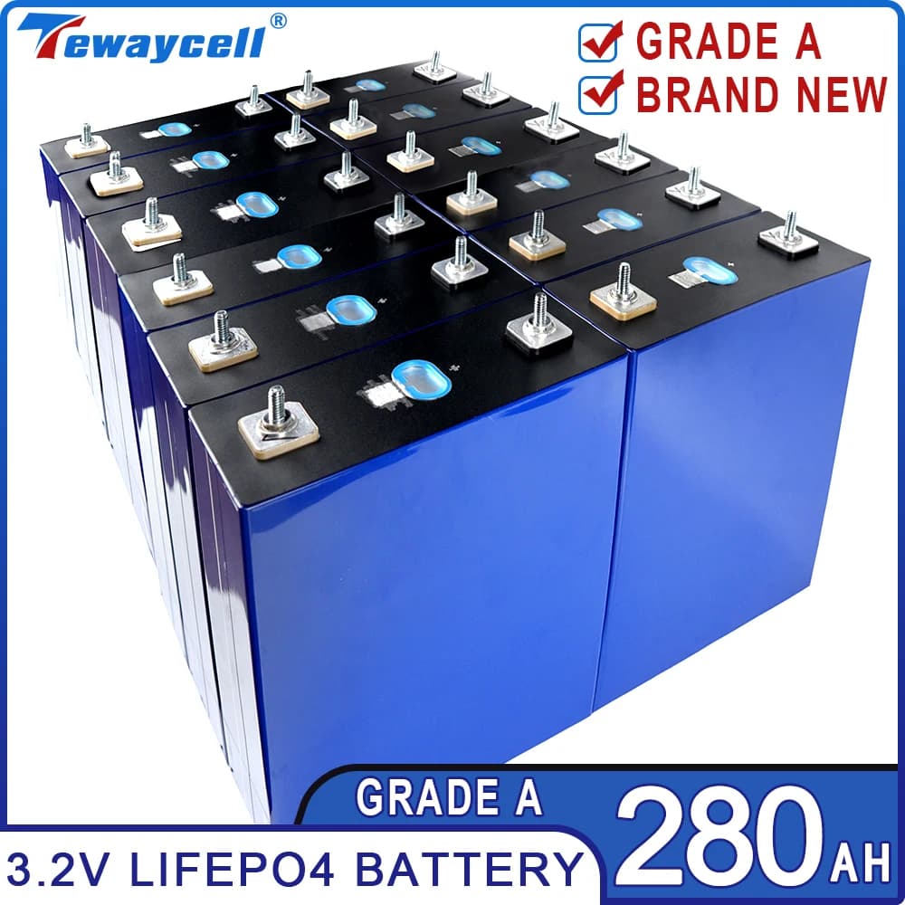 Nouveau paquet de batterie rechargeable Lifepo4 280Ah 3.2V Grade A Akku cellules prismatiques au Lithium fer Phosphate pour solaire PV ue US sans taxe