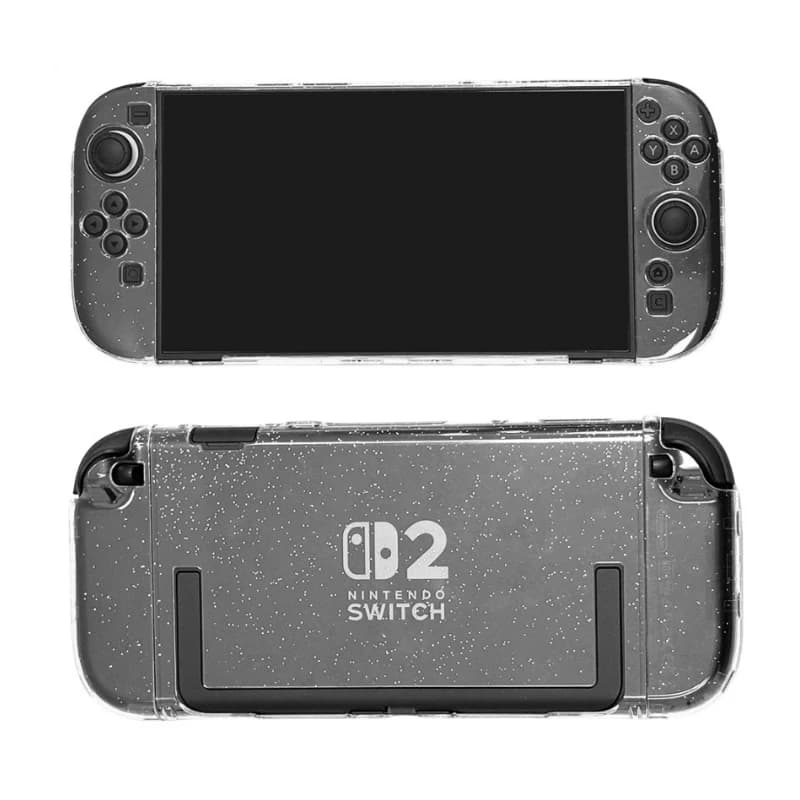 Coque rigide transparente à paillettes, coque transparente en cristal, coque brillante pour Nintendo Switch 2/oled/1 NS, protecteur de manette de jeu Joy-Con