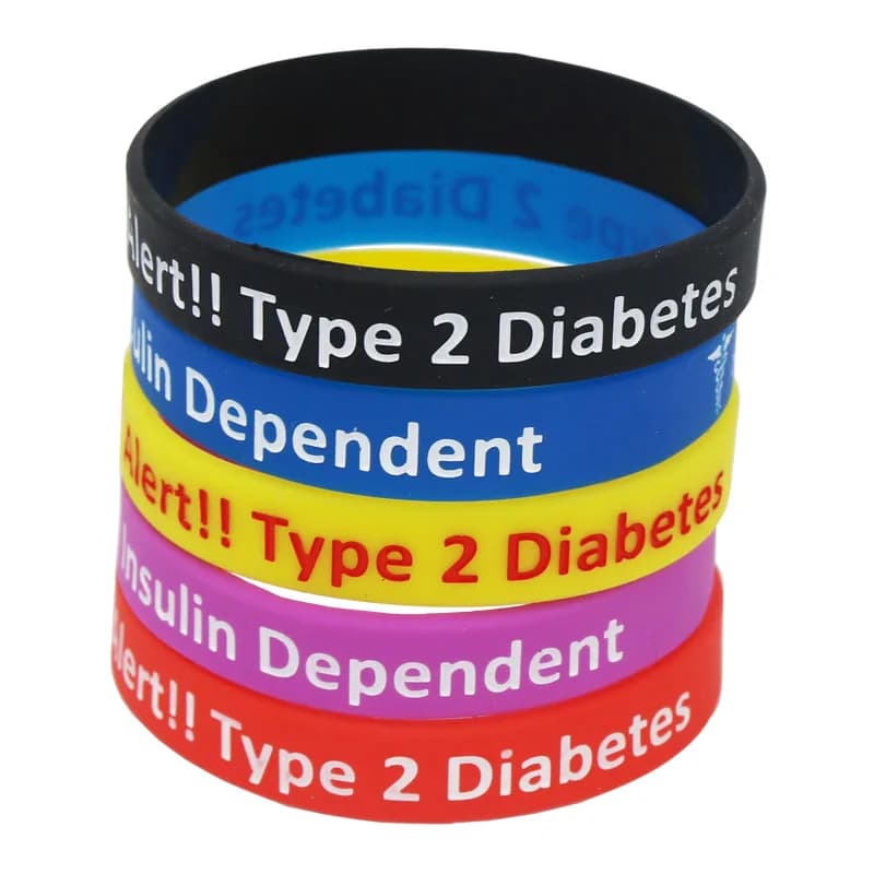 Bracelets médicaux en silicone pour personnes diabétiques, SACType 2 ty.com, bracelet dépendant de l'insuline, brassard d'infirmière, cadeaux, SH060, nouveau, 1 pièce