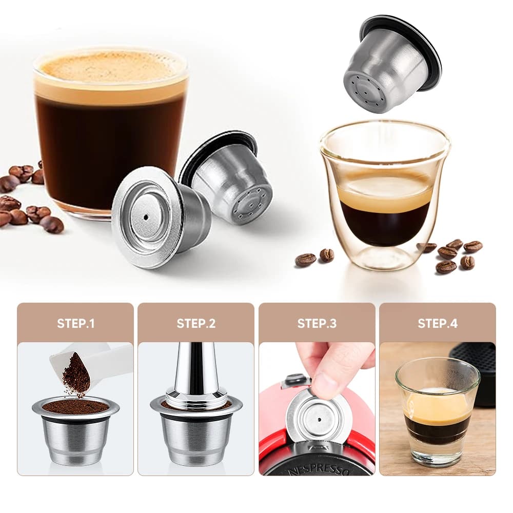 ICafilas – emballage écologique, Capsule de café réutilisable pour Nespresso, Capsule rechargeable, dosette expresso, machine à crème fiols