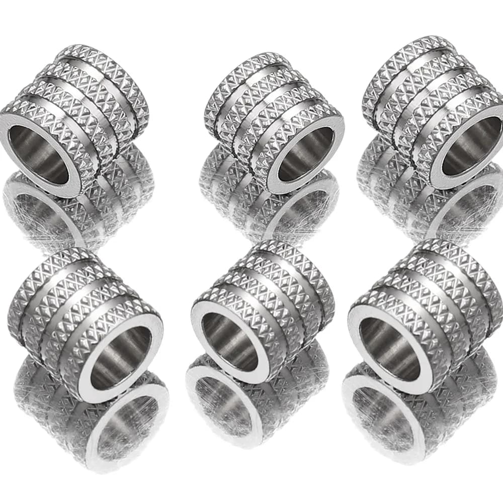 20 pièces Lot trou 5 6 MM acier inoxydable grand trou entretoise paracorde perles breloques pour Bracelet bijoux à bricoler soi-même faisant des fournitures Sead