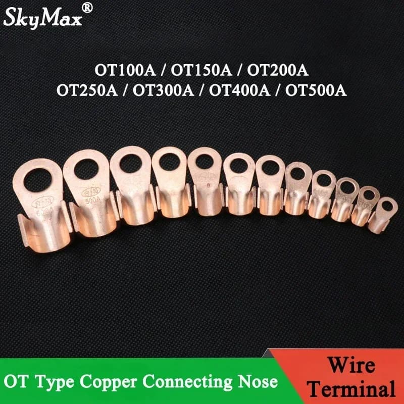 Connecteur d'extrémité de câble à bouche ouverte en cuivre rouge, cosses antarctateurs, épissure de borne, type OT, 100A, 150A, 200A, 250A, 300A, 400A, 500A