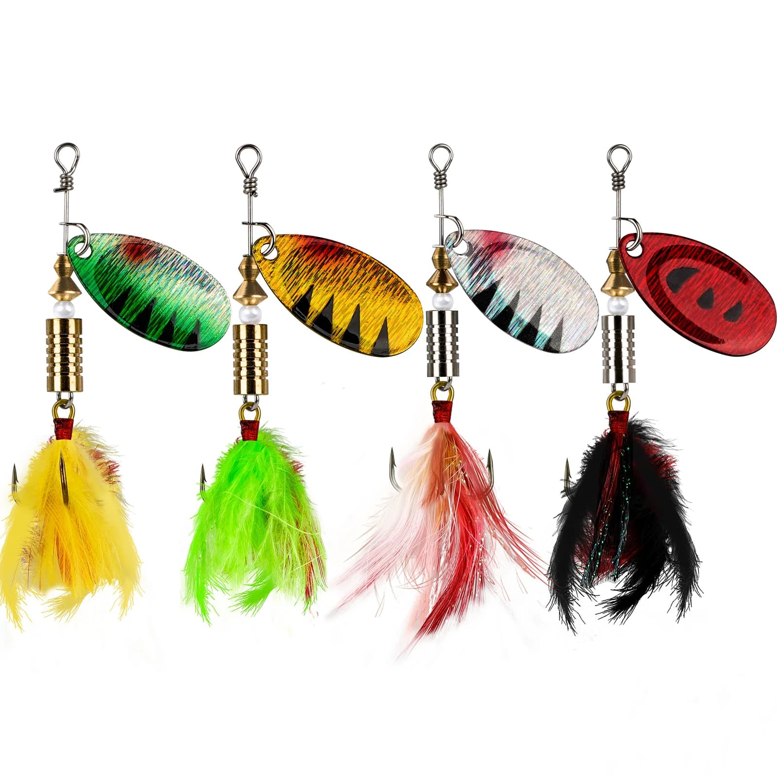 1 pièce Spinner cuillère truite leurre de pêche 4g 6.3g métal dur appâts avec plume Spinner paillettes cuillères appâts pour la pêche au brochet