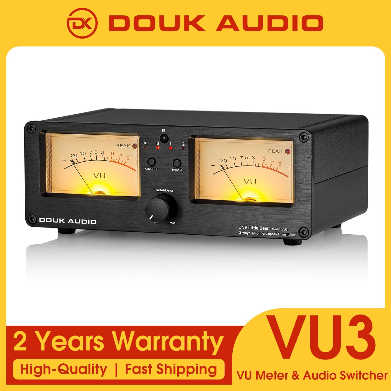 Douk-Amplificateur audio bidirectionnel, haut-parleur, boîte de commutation, touristes, VU-mètre analogique, affichage de musique, sélecteur audio avec télécommande
