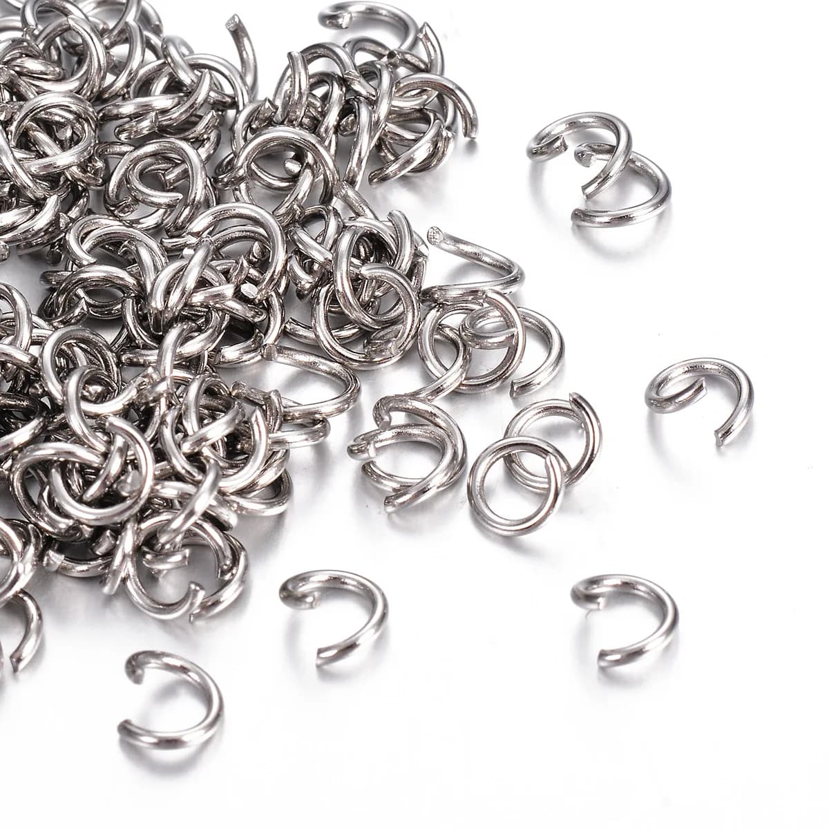 Anneaux de saut ouverts en acier inoxydable, connecteurs toriques, en vrac, pour bricolage, artisanat, fabrication de bijoux, 4mm, 5mm, 6mm, 8mm, 9mm, 10mm