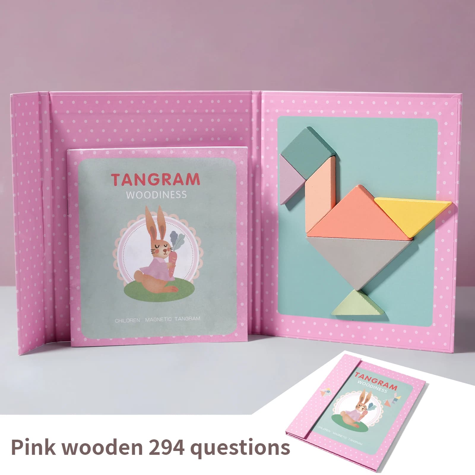 Puzzle magnétique 3D Tangram à formes géométriques, jeu Montessori pour enfants, jouet éducatif en bois