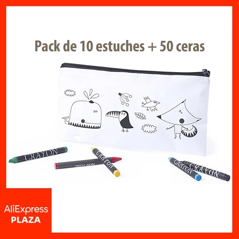 Trousse à crayons pour peindre avec 5 crayons. Pack de 10 unités. Cadeau d'anniversaire, mariages, communion, baptêmes, fêtes, artisanat