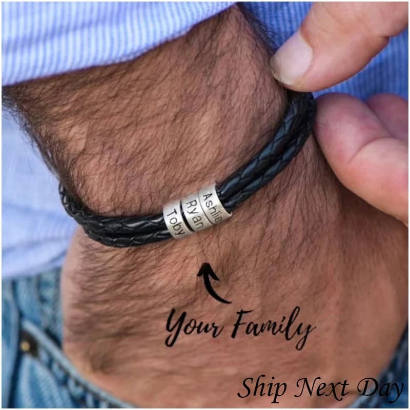 Gravure personnalisée du nom de famille pour homme, cadeau pour la fête des pères, cadeau de Noël pour petit ami ou mari, breloque personnalisée pour homme.