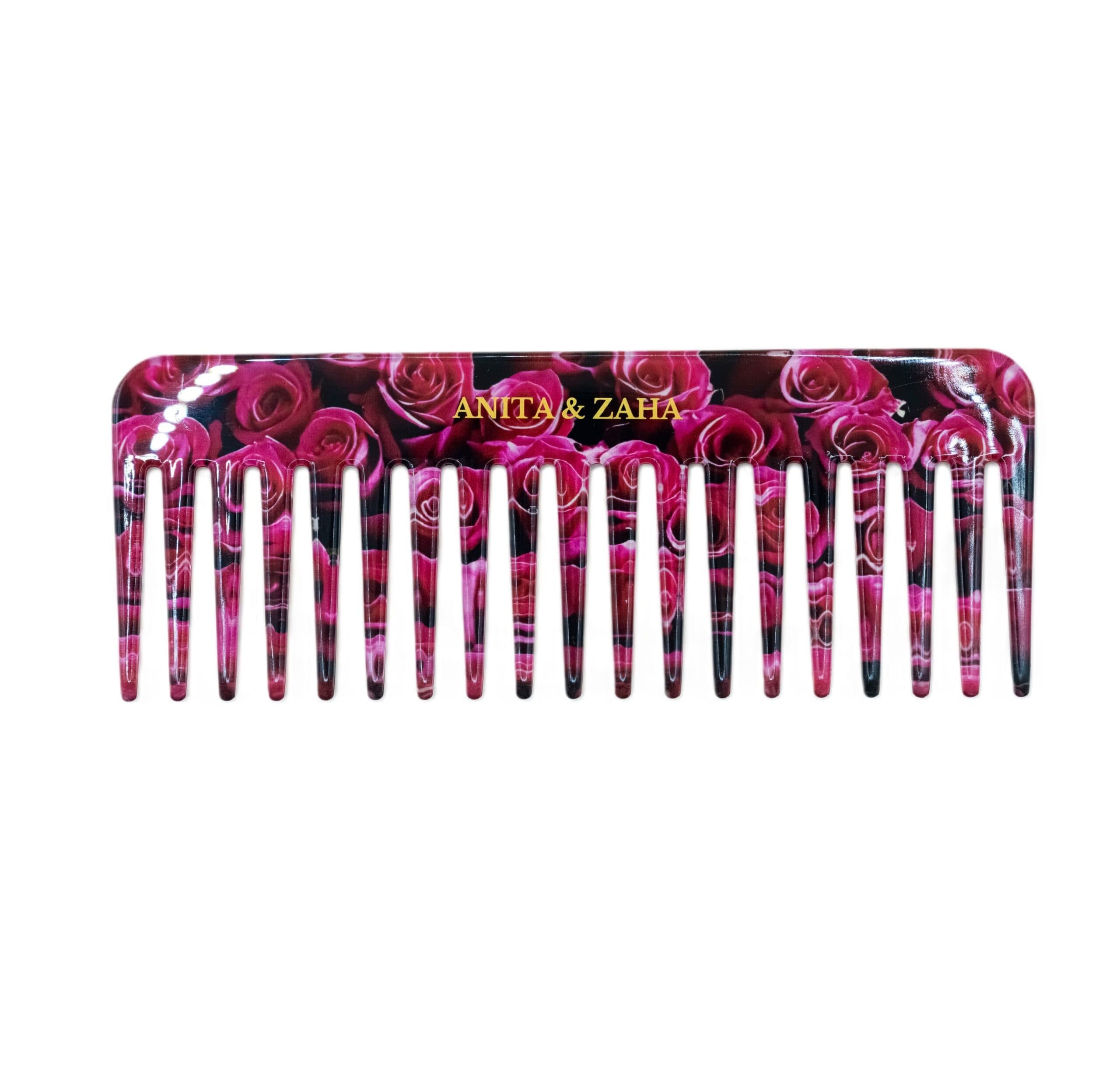 Acetate Detangling Comb with Roses